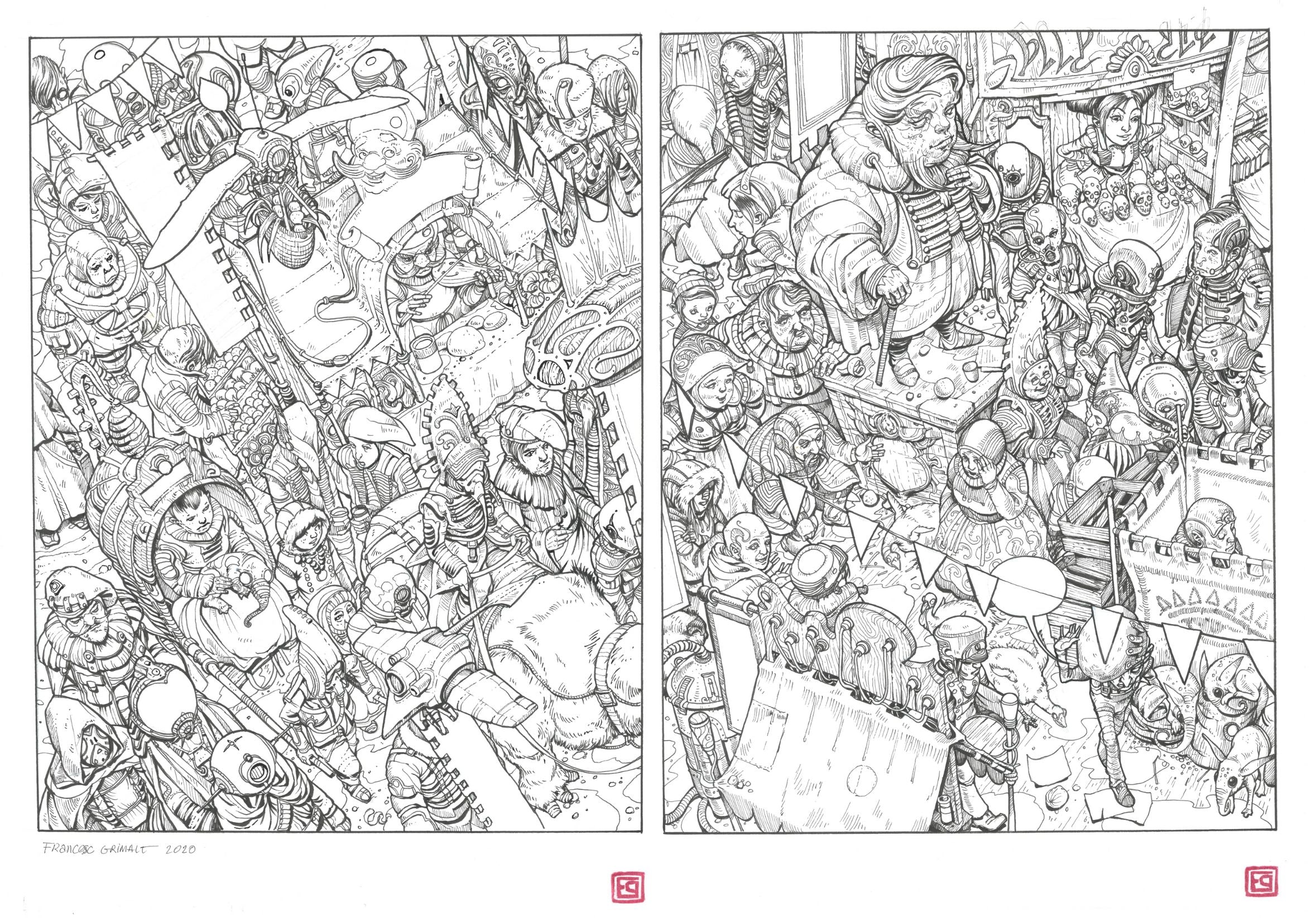 El Caballero del Ocaso III & IV — original drawings